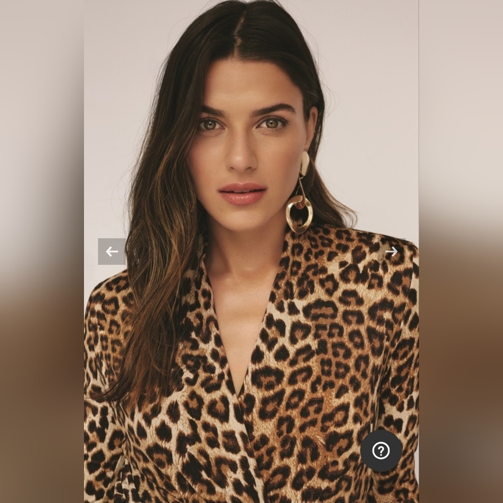 Joseph Ribkoff Leopard-Print Wrap Midi Dress in Brown and Black